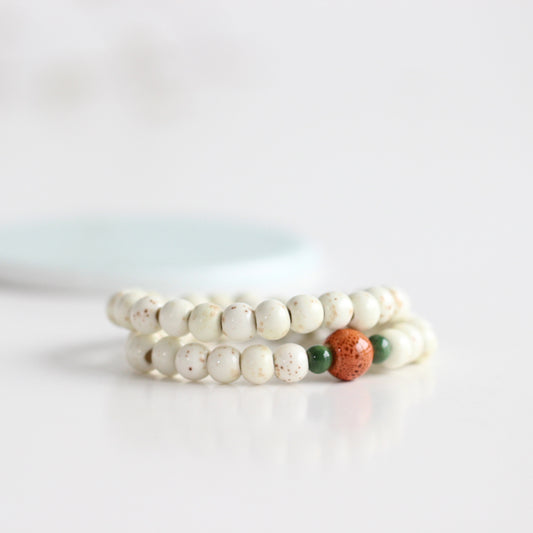 White Ceramic Beads Couple Bracelet - BigBeryl