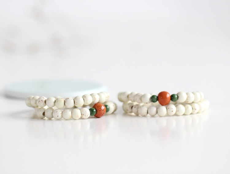 White Ceramic Beads Couple Bracelet - BigBeryl