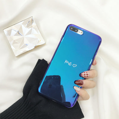 Blue Mirror Back Me and You Matching iPhone Case for Couples - BigBeryl