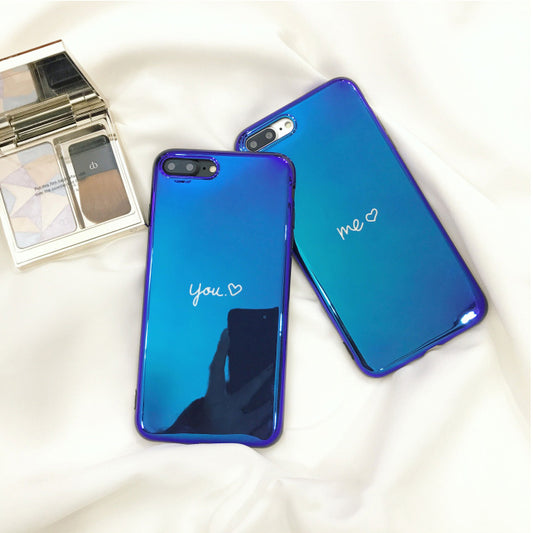Blue Mirror Back Me and You Matching iPhone Case for Couples - BigBeryl