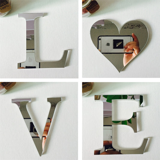 Love/Home Acrylic Mirror Wall Stickers - BigBeryl