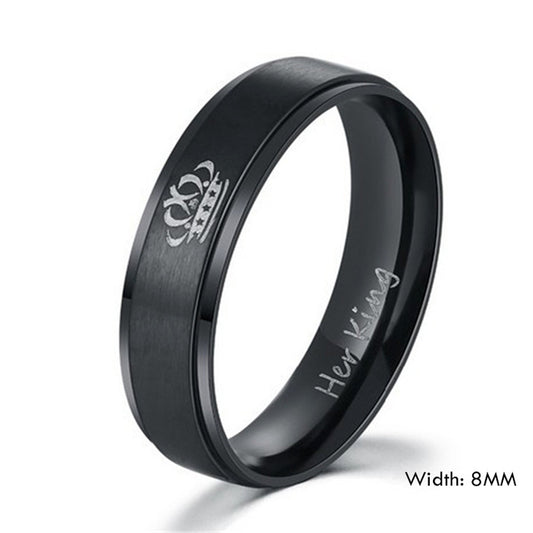 Black King and Queen Crown Couple Rings - BigBeryl
