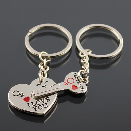 Heart Lock and Key Keychain for Couples - BigBeryl