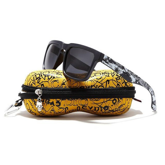 Polarized Sunglasses For Men With Skull Zipper Peanut Case - BigBeryl