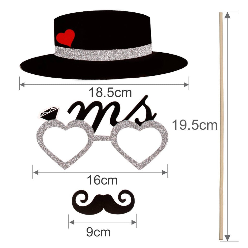 Wedding Photo Booth Props - 54 Pcs - BigBeryl
