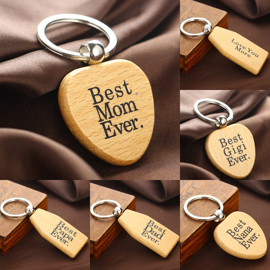 Family Presents Wooden Keychains - BigBeryl