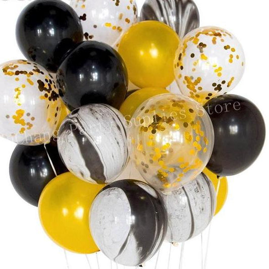 Black White Marble Gold Confetti Balloons Wedding Party Decoration 20 Pcs / Set - BigBeryl