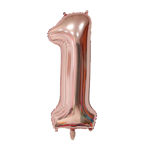 Number Foil Balloons 32 inches Gold Silver and Rose Gold - BigBeryl