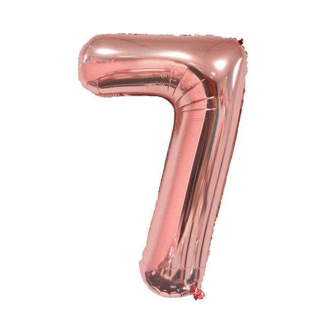 Number Foil Balloons 16 inches Gold Silver and Rose Gold - BigBeryl