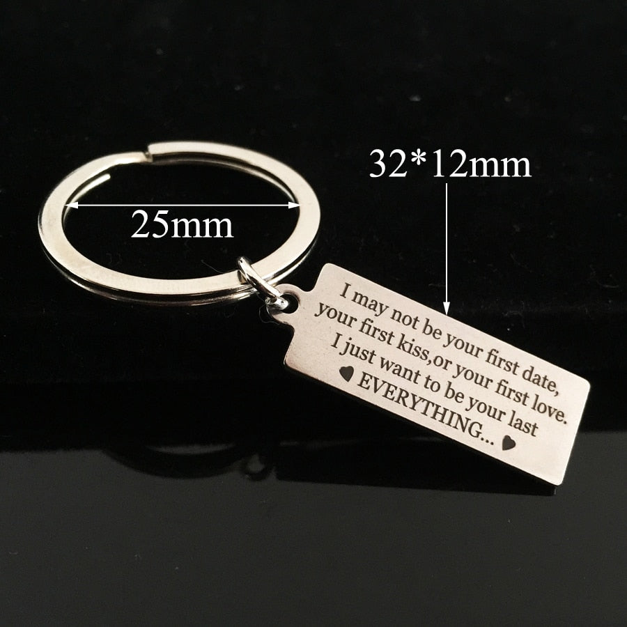 I MAY NOT BE YOUR FIRST DATE Engraved Key Chain for Wife - BigBeryl