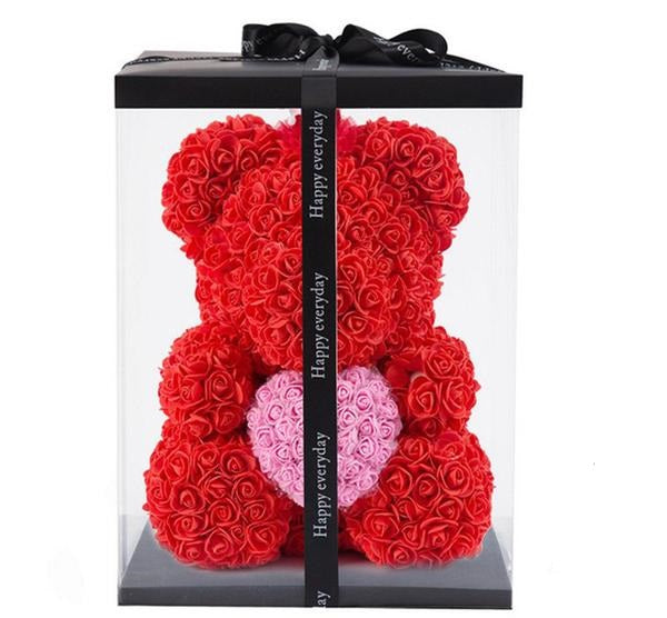 Forever Rose Teddy Bear With Heart - BigBeryl