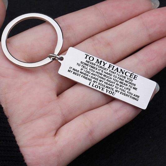 TO MY FIANCEE Engraved Key Chain for Wife - BigBeryl