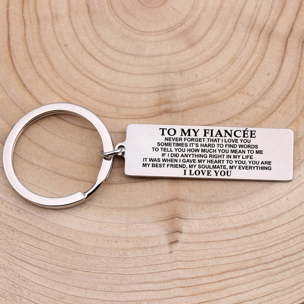 TO MY FIANCEE Engraved Key Chain for Wife - BigBeryl
