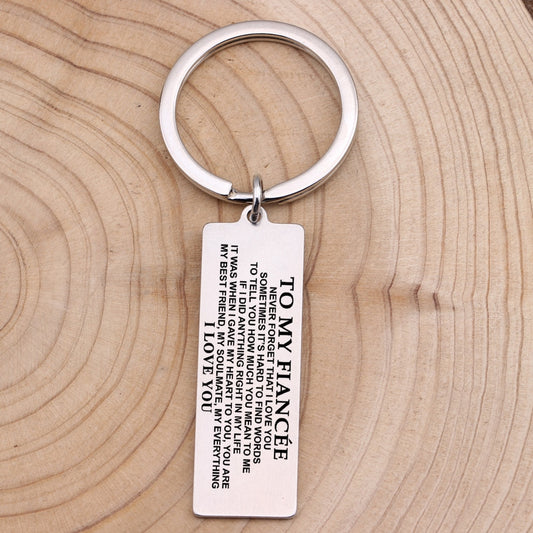 TO MY FIANCEE Engraved Key Chain for Wife - BigBeryl