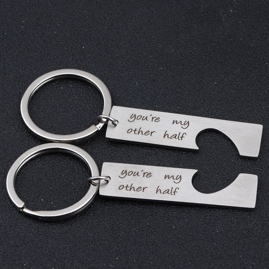 YOU'RE MY OTHER HALF Engraved Key Chain for Couples - 2 PCs - BigBeryl
