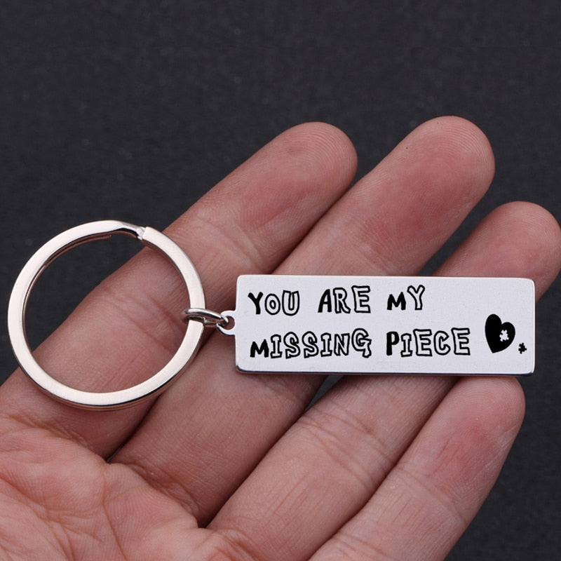YOU'RE MY MISSING PIECE Engraved Key Chain for Couples - BigBeryl
