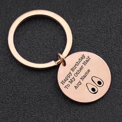 HAPPY BIRTHDAY TO MY OTHER HALF Engraved Key Chain for Couples - BigBeryl