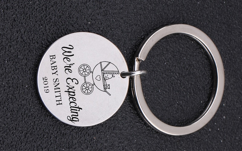 Engraved Keychain Gift For Expecting Parents - BigBeryl
