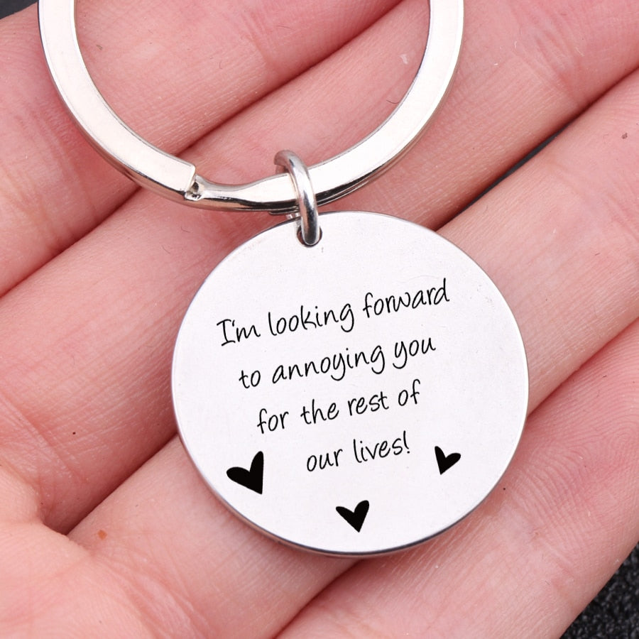 MARRIAGE PROPOSAL Engraved Key Chain for Couples - BigBeryl