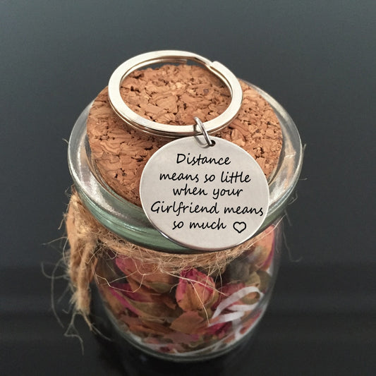 DISTANCE MEANS SO LITTLE Engraved Key Chain for Couples - BigBeryl