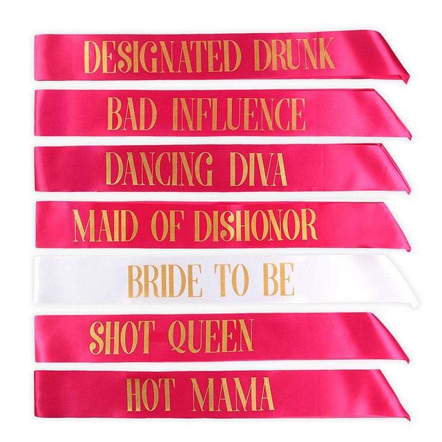 Bride to Be Sash Wedding Bachelorette Party - 7 PCs/lot - BigBeryl