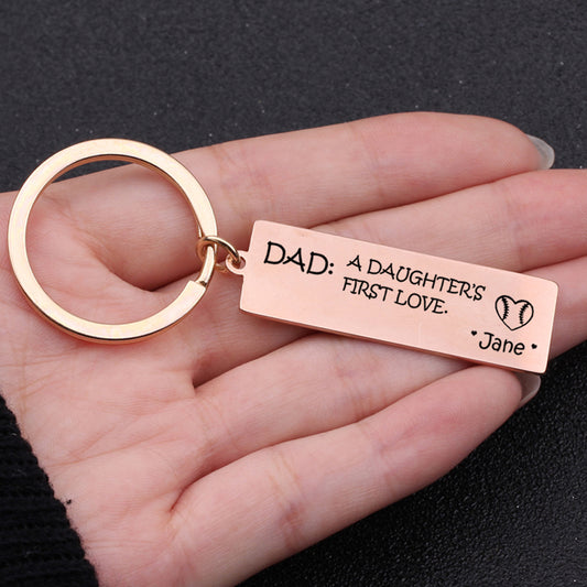 DAUGHTER'S FIRST LOVE Engraved Key Chain for Dad - BigBeryl