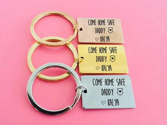COME HOME SAFE Engraved Key Chain for Dad - BigBeryl
