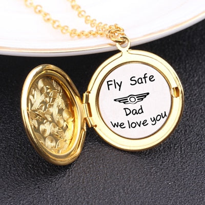 FLY SAFE Engraved Pendant Necklace for Dad - BigBeryl