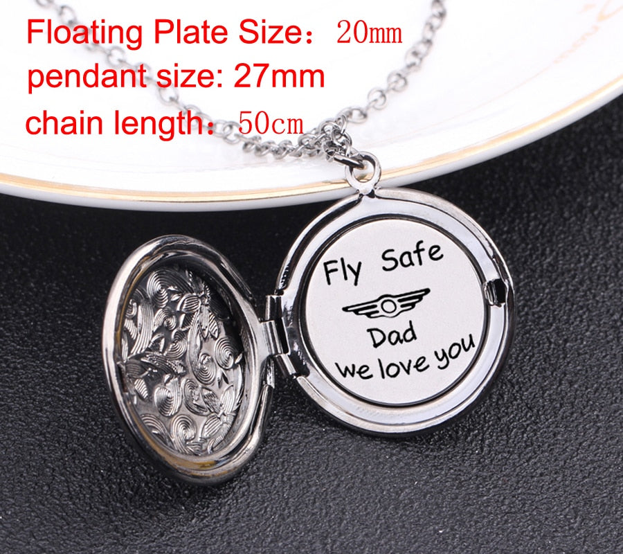 FLY SAFE Engraved Pendant Necklace for Dad - BigBeryl