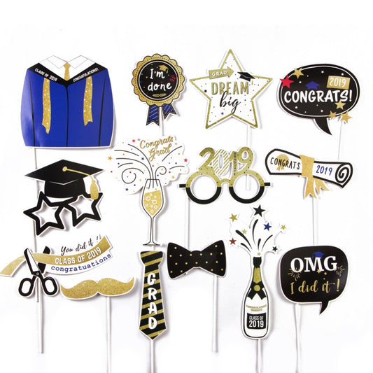 Graduation Photo Booth Props - 14 PCs - BigBeryl