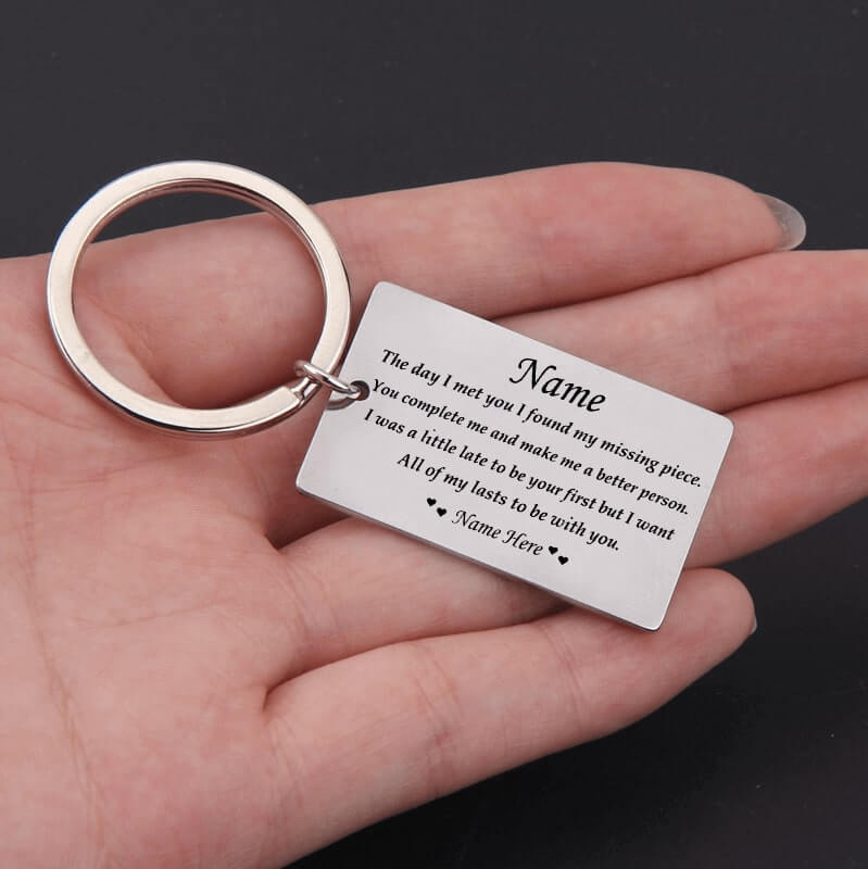 You Complete Me Personalized Engraved Keychain for Him With Gift Box - BigBeryl
