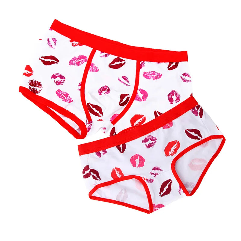 Cute Cotton Matching Couple Underwear & Briefs Set