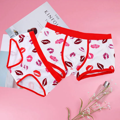 Cute Cotton Matching Couple Underwear & Briefs Set