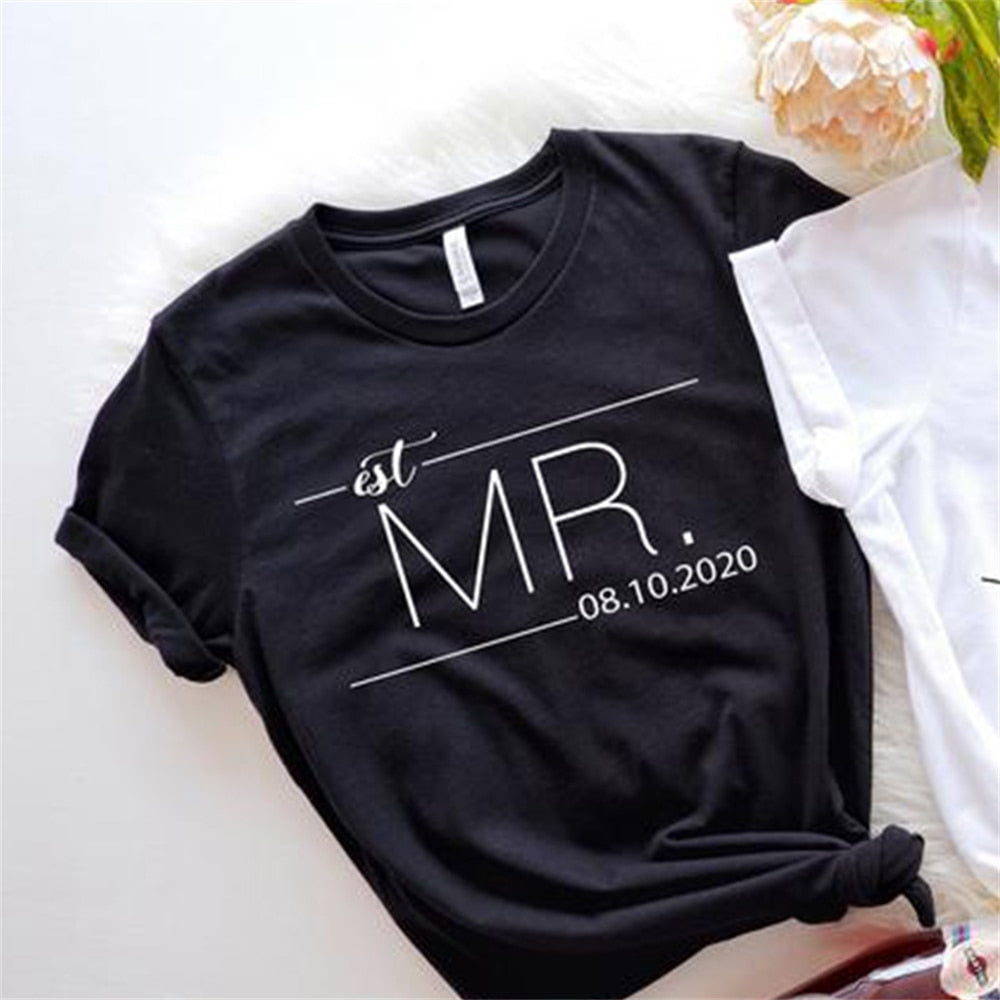 Mr and Mrs Couple Shirts For Honeymoon Custom Date