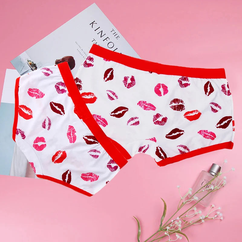 Cute Cotton Matching Couple Underwear & Briefs Set