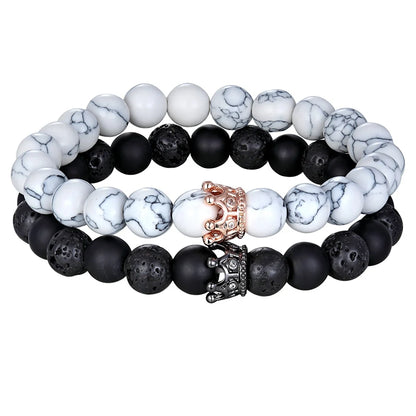 King and Queen Crown Bracelets for Couples [Set of 2]