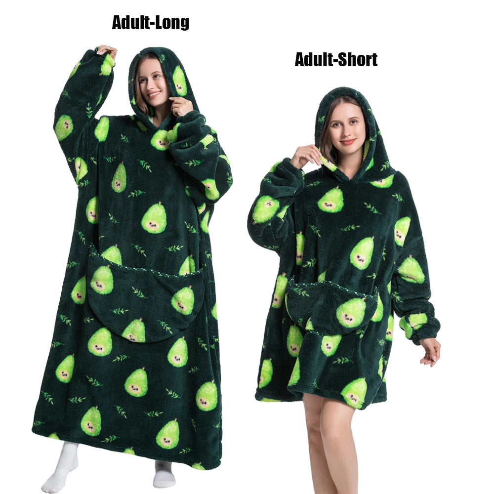Cute Animal Prints Wearable Blanket Hoodie