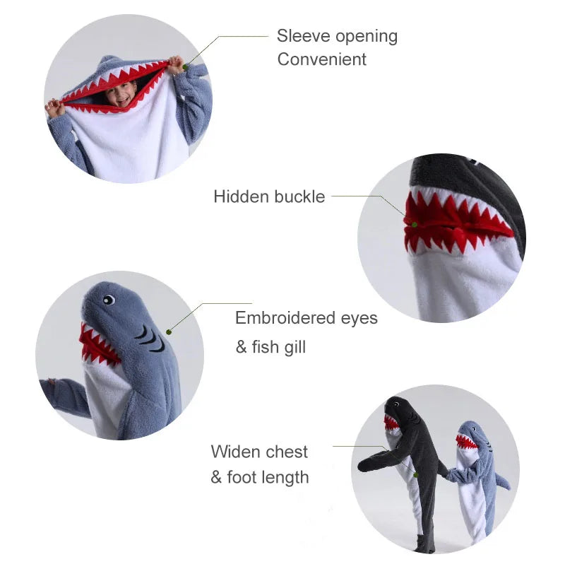 Viral Shark Sleeping Bag Plush Full-Body Wearable Blanket