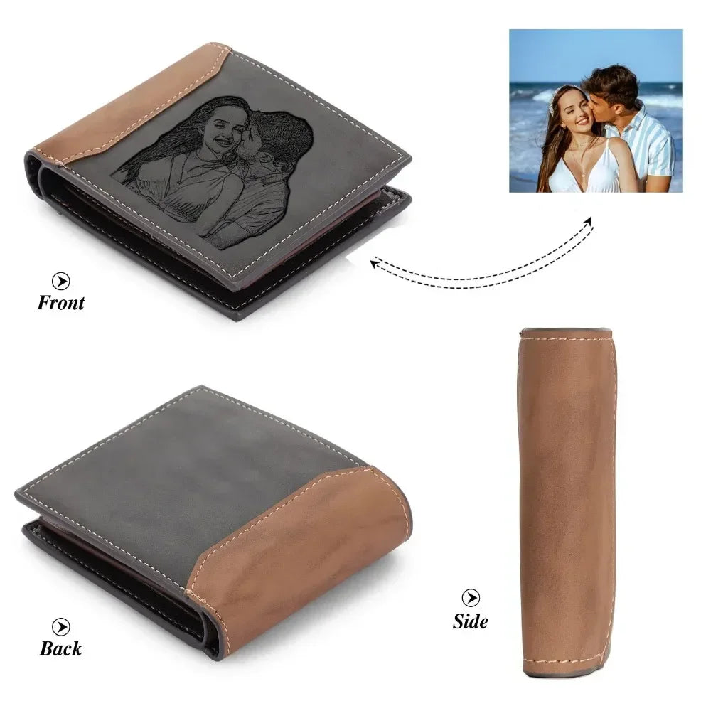 Personalized Wallet for Men – Custom Photo & Name Bifold Wallet
