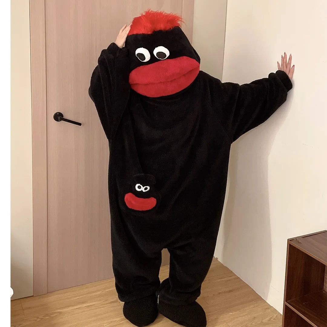 Funny Big Mouth Monster Matching Couples Onesie Pajamas