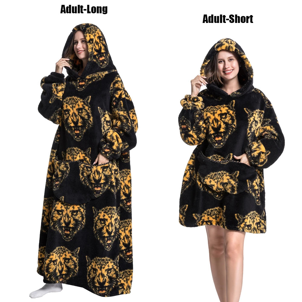 Cute Animal Prints Wearable Blanket Hoodie