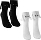 Magnetic Hand Holding Matching Socks for Couples (1 Pair, Black or White, Unisex)