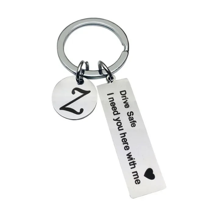 Drive Safe Keychain With Custom Initials Charm