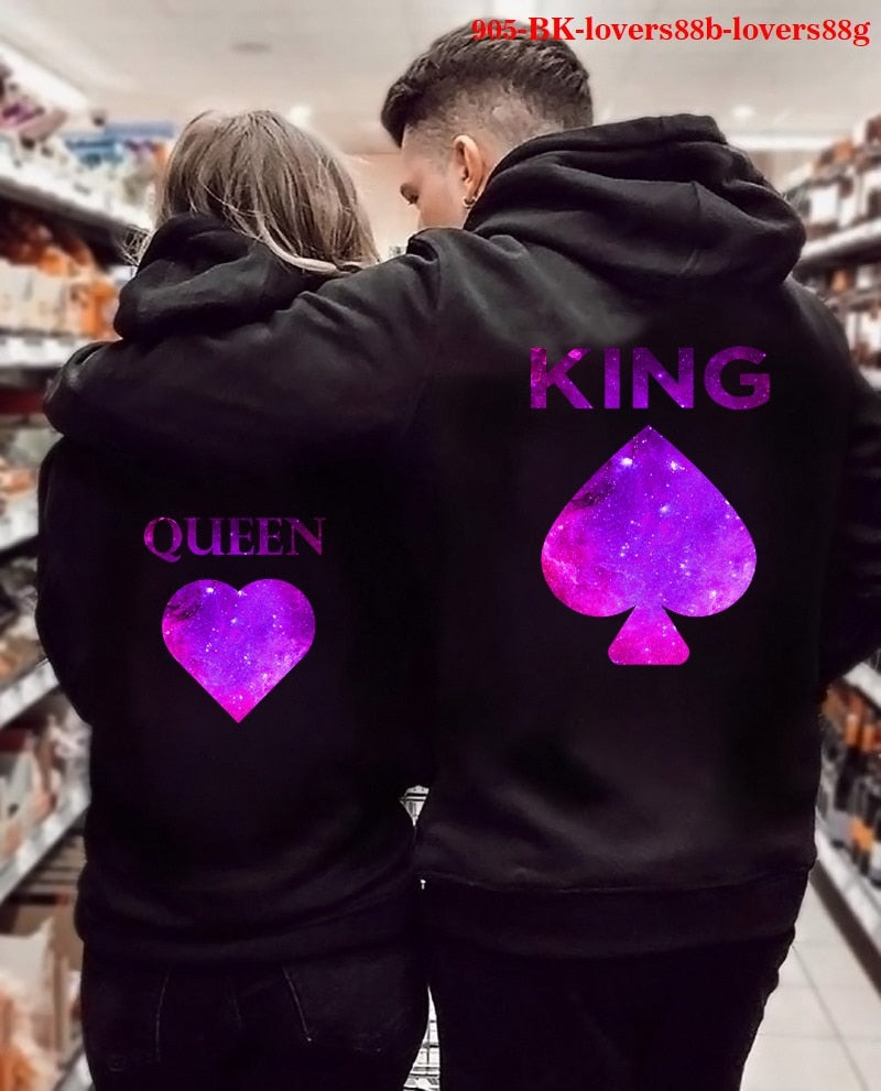 King and Queen Matching Couple Hoodies