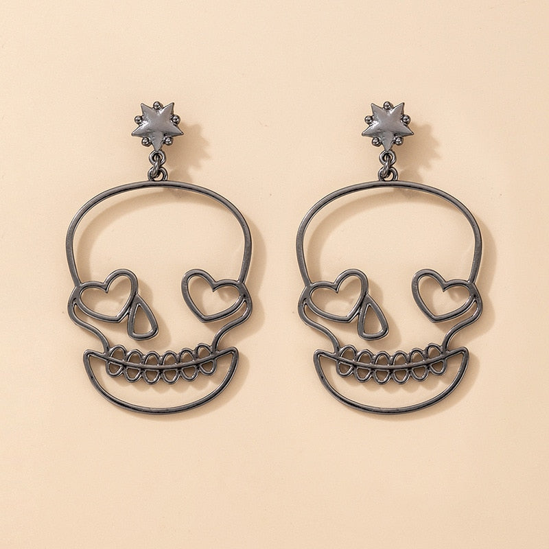 Halloween Skull Face Earrings BigBeryl