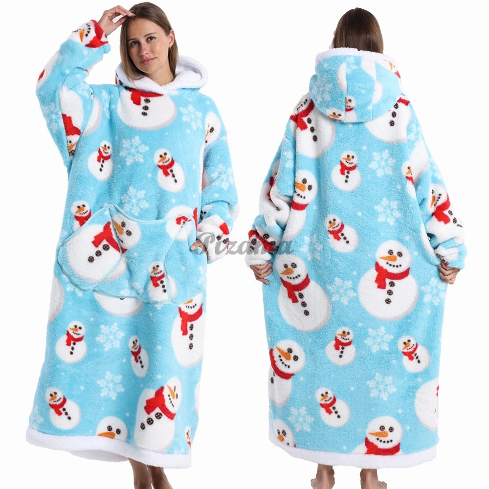 Cozy Christmas Oversized Sherpa Wearable Blanket Hoodie