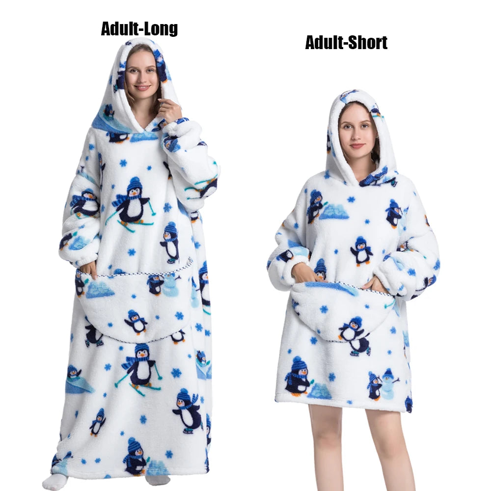 Cute Animal Prints Wearable Blanket Hoodie