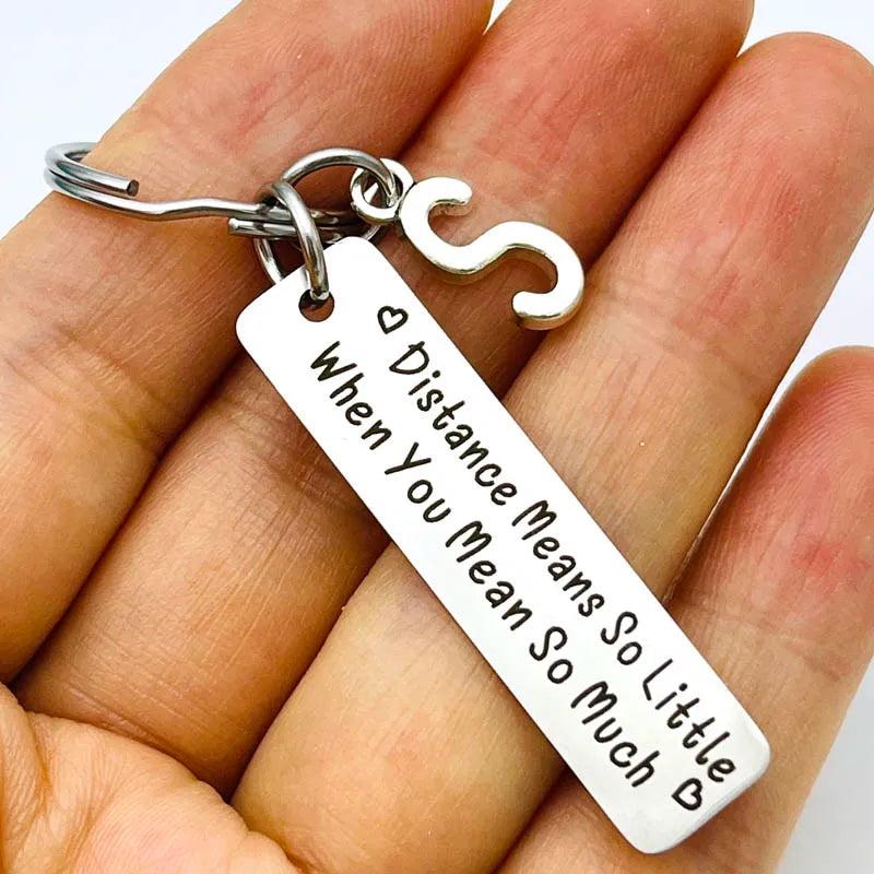 Long Distance Gift Keychain For Boyfriend With Initial