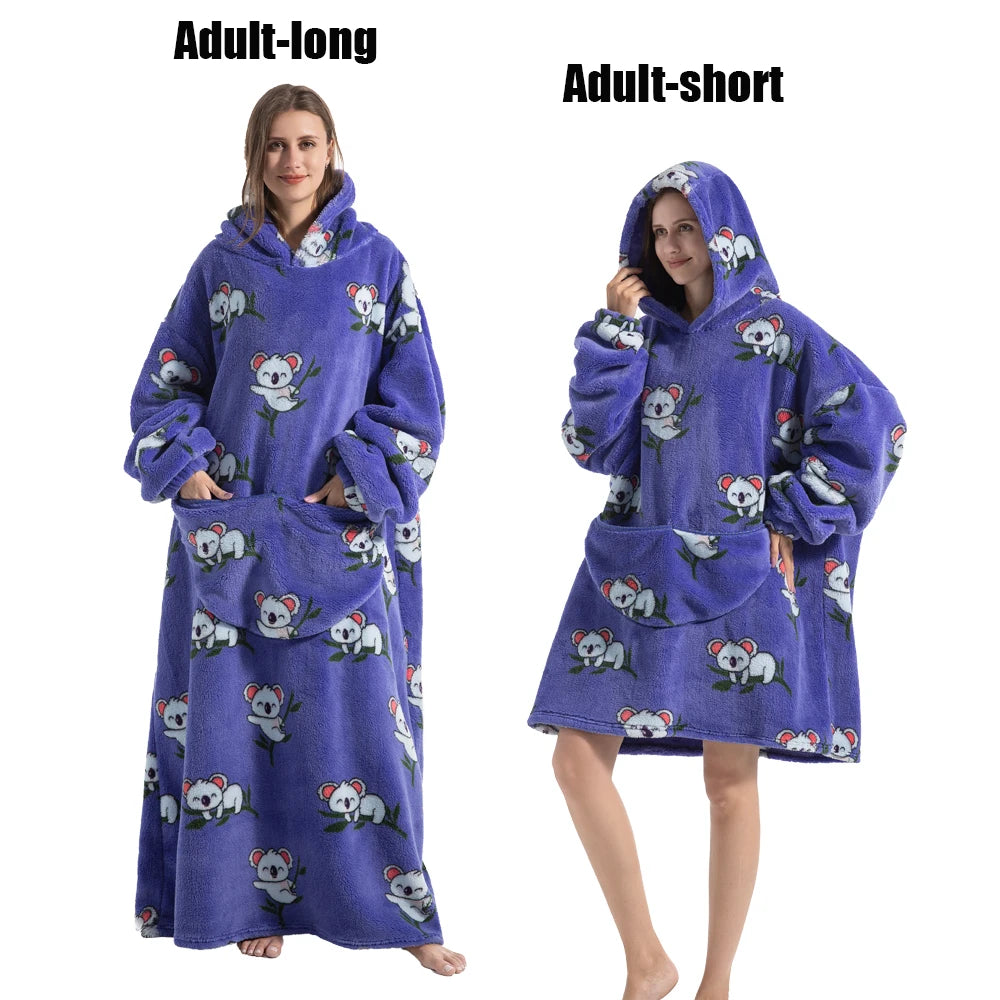 Cute Animal Prints Wearable Blanket Hoodie