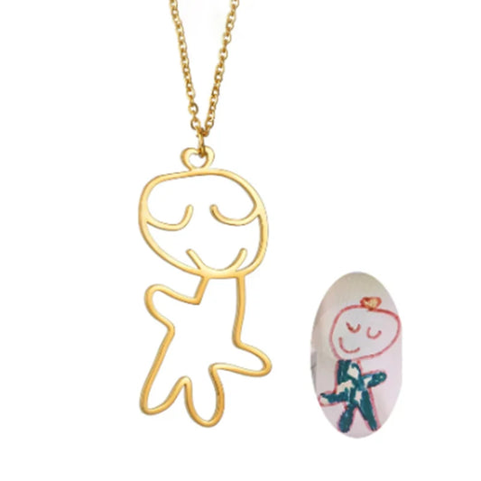 Custom Kids Drawing Keychain Necklace